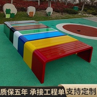 Community Square Park Chair Outdoor Double Bench for Bus Stop Stainless Steel casual Long Chair Cour