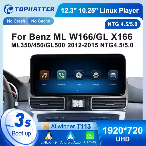 10.25 12.3“ Car Radio For Mercedes Benz X166 W166 ML350 ML400 GL500 CarPlay Android Auto Multimedia 