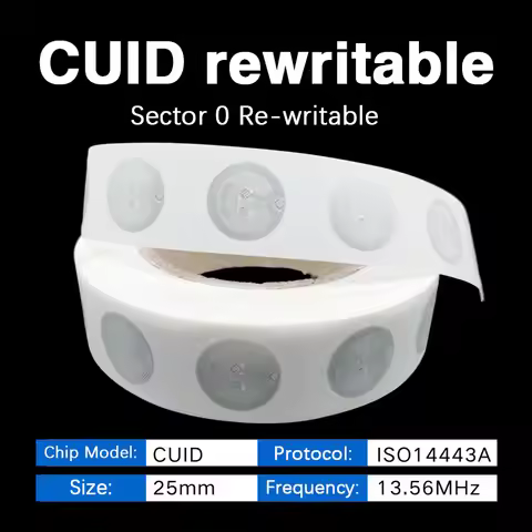 13.56mhz CUID changeable S50 1K RFID Sticker Wet Inlay NFC tag Sector 0 Block 0 UID Rewritable Proxi