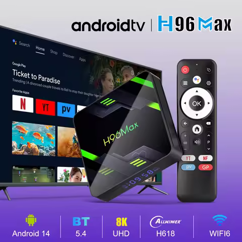 H96 MAX H618 Plus Android 14 TV Box 4K@60FPS 8K UHD Output WiFi6 BT5.4 Set Top Box with Google Voice