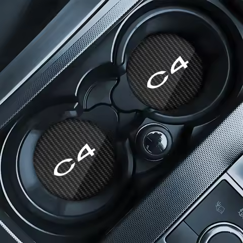2Pcs Leather Car Water Cup Pad Anti-slip Coaster Cup Holder Cushion Accessories for Citroen C4 C3 C5