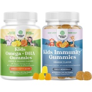 Bundle of Omega DHA Gummies for Kids - Fatty Acids Omega 3 6 9 with Vitamin C for Brain, Immunity & 
