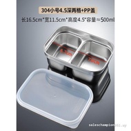 [In stock] 304 Stainless Steel Two-Grid Dinner Plate Small Capacity Fruit Plate Fresh-keeping Box Ba