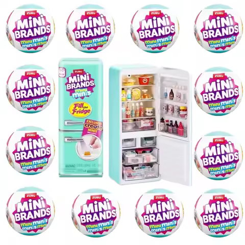 New ZURU Mini Brands Refrigerator Ball Surprise Blind Box Super Mini Delicious Food Set Play House D
