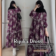 RYUKA • ARUNA DRESS Original BY Alana REMPEL DRESS RAYON VISOSEWanita ACTIVE BUTTONS FLOWER MOTIF