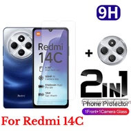 2 in 1 Screen Protector For Redmi 14C Redmi14 C 4G 2024 Full Coverage HD Tempered Glass Screen Prote