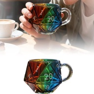 Rainbow D20 Dice Mug, Polyhedral Dice Coffee Cup with Handle, Game Mugs for RPG Lovers, Funny Collec
