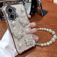 Honor 400 Pro Casing Honor 400 Casing Diamond 3D Pearl Butterfly Phone Casing Shockproof Electroplat