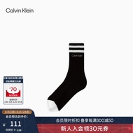 Calvin Klein Jeans男士简约ck拼色条纹提花休闲运动中筒袜子节日礼物LS000299 001-太空黑 OS