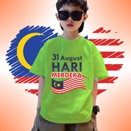 2025 Baju Kids Malaysia Day T-shirt 31 August Hari Merdeka Celebration Short Sleeve National Holiday