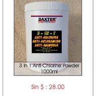 Baxter 3 in 1 anti-chlorine-chloramine-ammonia  Instant removal  Suitable for freshwater & marine aq