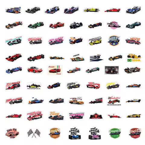 60PCS F1 Equation Racing Modified Super Car Cartoon Waterproof Stickers DIY Decoration Notebook Mobi