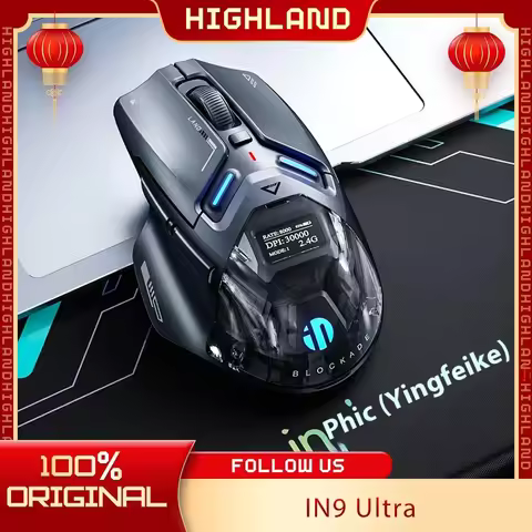 INPHIC IN9 Ultra Three Mode Wireless Gaming Mouse PAW3950 OLED Screen long endurance Right hand ergo