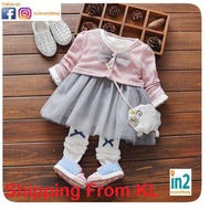 Baby Clothing Baby Girl Dress Toddler Kids Girl Ribbon Long Sleeve (0-3 Year)