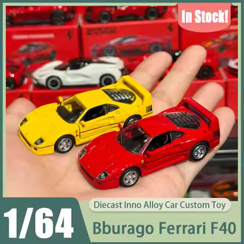 In Stock Bburago 1:64 Ferrari F40 Diecast Alloy Car Model Classic Supercar Simulation Replica Red St