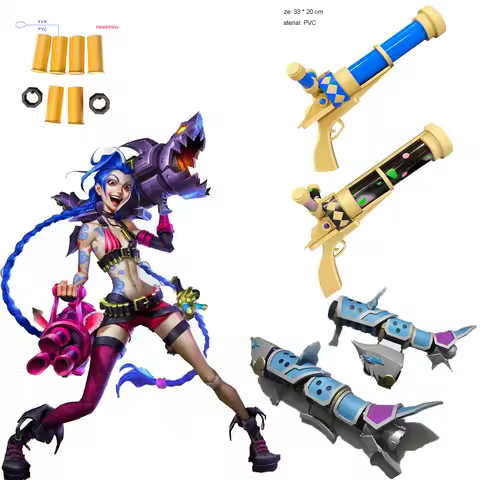 LoL Arcane Jinx Cosplay Arms Props BaoBao Vi Sister Cosplay Gun LOL Arcane Jinx blue wigs for Hallow