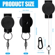 TERY 4 Packs Retractable Keychain Heavy Duty with Belt Clip Metal Tactical Badge Holder Retractable Keychain with 24" Steel Cord and 6 Pcs Carabiner for School Office Hospital Hiki