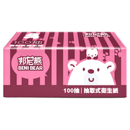 BENI BEAR 邦尼熊 復古酒紅條紋抽取式衛生紙 100抽  12包  6袋