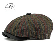 Four Seasons New Style Ethnic Style Retro Striped Octagonal Hat Mens And Womens Beret British Retro