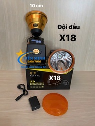 ĐÈN LED PIN SẠC ĐỘI ĐẦU KÍN NƯỚC SỬ DỤNG ĐƯƠC 3 ÁNH SÁNG TRẮNG VÀNG  CHÓA SẮT-  CHIẾU XA 1500M X18 -