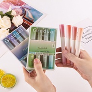 4Pcs Creative Color Gradient Highlighter Set Fiber Soft Head Marker Pen Student Journal DIY Art Scho