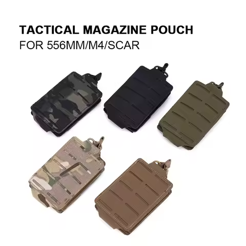 Tactical 556mm Mag Pouch Single Magazine Bag Open-Top MOLLE Bag for M4 M14 M16 AR-15 5.56MM Rifle Ma