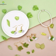 LFINDS 30pcs Green Transparent Leaf Shape Beads, Leaf Shape Acrylic Beads Green Acrylic Leaf Beads, 