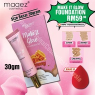 [🎁FREE SPONGE‼️] 30gram MAAEZ FOUNDATION MAKE IT GLOW FOUNDATION MAAEZ COSMETICS MAAEZ Foundation Sn