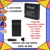 CGR-S007E/ DMW-BCD10 PROOCAM BATTERY LI-ON & CHARGER VILOSO CAMERA FOR PANASONIC DMC-TZ1 DMC-TZ2 DMC