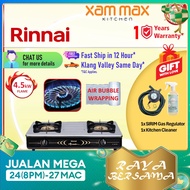 Rinnai Gas Stove - RI 602HTB S Free Standing | 4.5kW Gas Burner | Cooker Hob 2 Burner | Table Top Gas Stove | Tornado Flame | Piezo Ignition Cooker Hob | Tungku Dapur