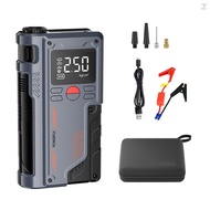 14.8V Tire Inflator Car Emergency Power Jump Starter 1000A Peak 10000mAh Air Pump Battery Booster Device Up to 4.0L Gas/2.5L Diesel Engines Portable Power Bank with Storage Bag