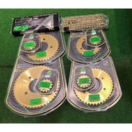 AJI RACING (CHROME) EXTREME HARDEN 415H LC135 / Y15 / Y16 / RXZ / Y125 sprocket set Rantai motor set