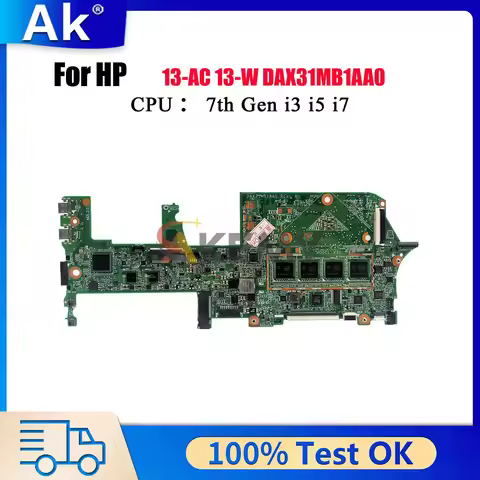DAX31MB1AA0 For HP Spectre X360 13-AC 13-W Laptop Motherboard With i5 i7 7th Gen CPU 8GB RAM 918042-