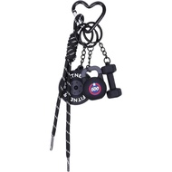 Tucnoeu Black Gym Keychain, Gym Dumbbell Barbell Kettlebell Purse Keychain - Aksesori Beg Gim Beg Co
