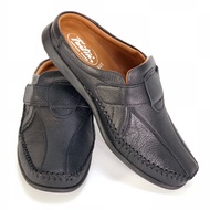 Chinatown Leather รองเท้าผูัชาย หนังวัวแท้ รองเท้าหนังเปิดส้น  สีดำ