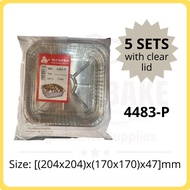 [Daily Bake] 4483-P My Chef Square Aluminium Foil Tray with Clear Lid [5sets] 4483 P