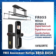 [SINGGATE] Mega Bundle Set FR055 Digital Door Lock + FM021 Digital Gate Lock + Laundry System LS026