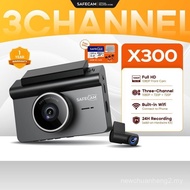SAFECAM X300 WIFI 3-Channel Dashcam 1080P Front + 720P Inner + 720P Rear Dashcam WIFI Control 24-H P