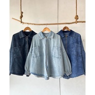 [TOP ONLY] Margo Oversize Zip Up Denim Jacket
