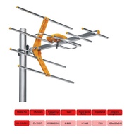 Antenna 8E TV Digital DVB T2 UHF 470-800MHz 6db-8db (with Connector)