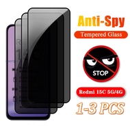 1-3PCS For Redmi 15C 5G 4G Full Coverage Privacy Tempered Glass For Xiaomi Redmi 15 14C 14R 13 13C 1