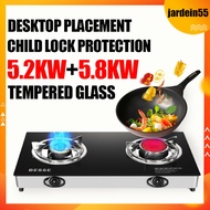 Double Burner Gas Stove Tempered Glass Infrared Gas Stove Household Kitchen Cooktop Cooker