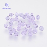 200pcs Imitation Austrian Beads Grade AAA K9 Glass Faceted Bicone Medium Purple 4x4mm Hole: 0.7-0.9m