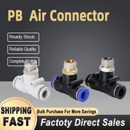 PB 6 8 10 12mm Tube OD Male Thread Coupler T Style Push In Fittings Pneumatic Quick Connector