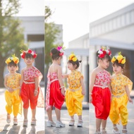 ชุดไทยลายดอกเด็กหญิง ชุดสงกรานต์เด็กหญิง ชุดไทยลายดอกสงกรานต์เด็กหญิง