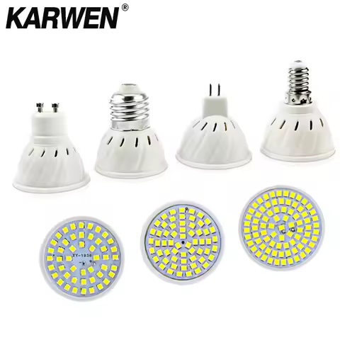 KARWEN MR16 GU10 E27 E14 Lampada LED Bulb 220V 240V Bombillas LED Lamp 48 60 80 LED Spotlight 2835 S
