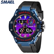 SMAEL 8066 Man Dual Time Watch for Men Led Light Watch Alarm Fashion Sport  Watches Military S Shioc