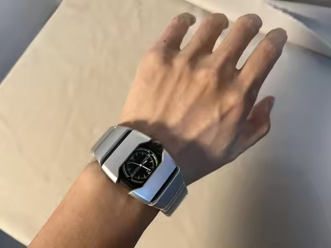 Vintage y2k watch pointer digital display alloy watch, retro future technology style men's watch