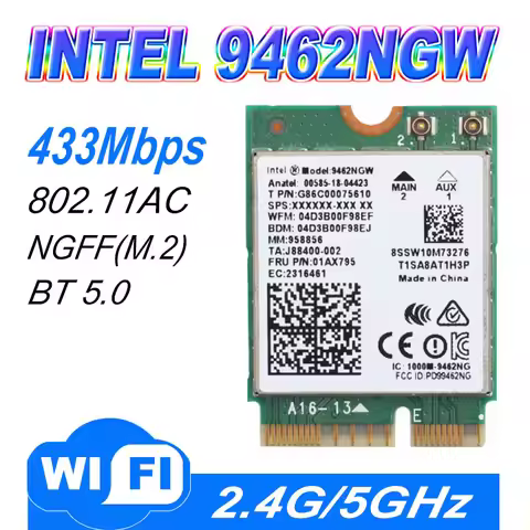 AC 9462 WIFI 433Mbps wireless AC dual-band Wifi card adapter Intel 9462NGW NGFF M.2 key E with Bluet