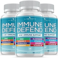 Liberty Lifestyle 8 dalam 1 Suplemen Imun dengan Echinacea, Vitamin C dan Zink 50mg, Vitamin D 5000 